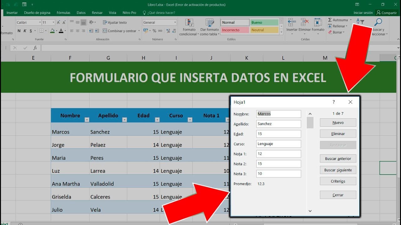 Agregar Dato Automatico En Formulario Excel
