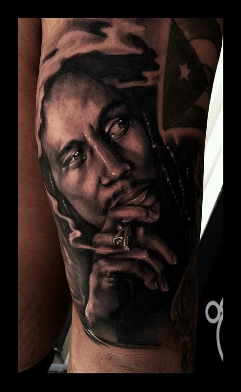 Bob Marley Black And Grey Portrait Brent Olson Art Junkies Tattoo By Bob Marley Black And Grey Portrait Brent Olson Art Junkies Tattoo By