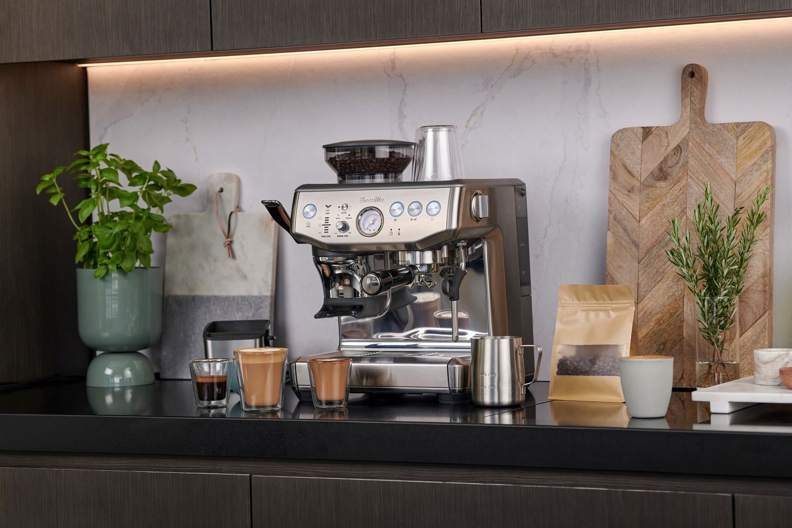 Breville The Barista Express Impress Black Truffle Bes876btr Breville The Barista Express Impress Black Truffle Bes876btr