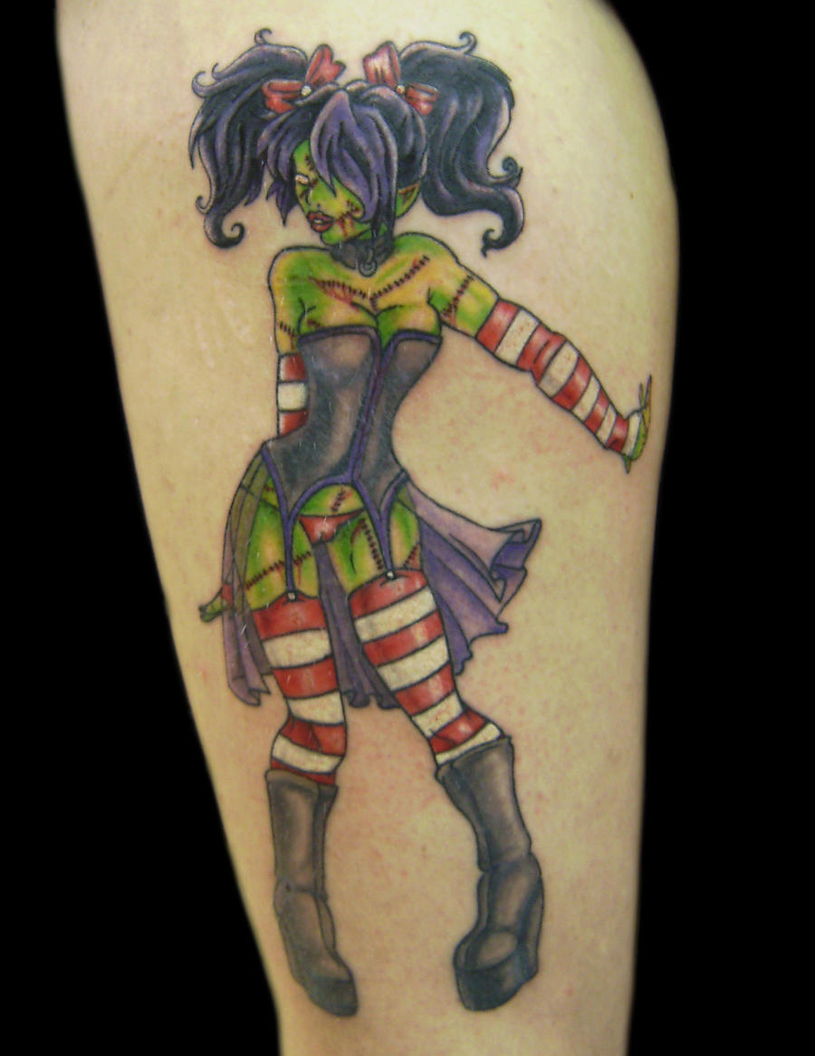 Cartoon Zombie Pin Up Girl Tattoo Cartoon Zombie Pin Up Girl Tattoo