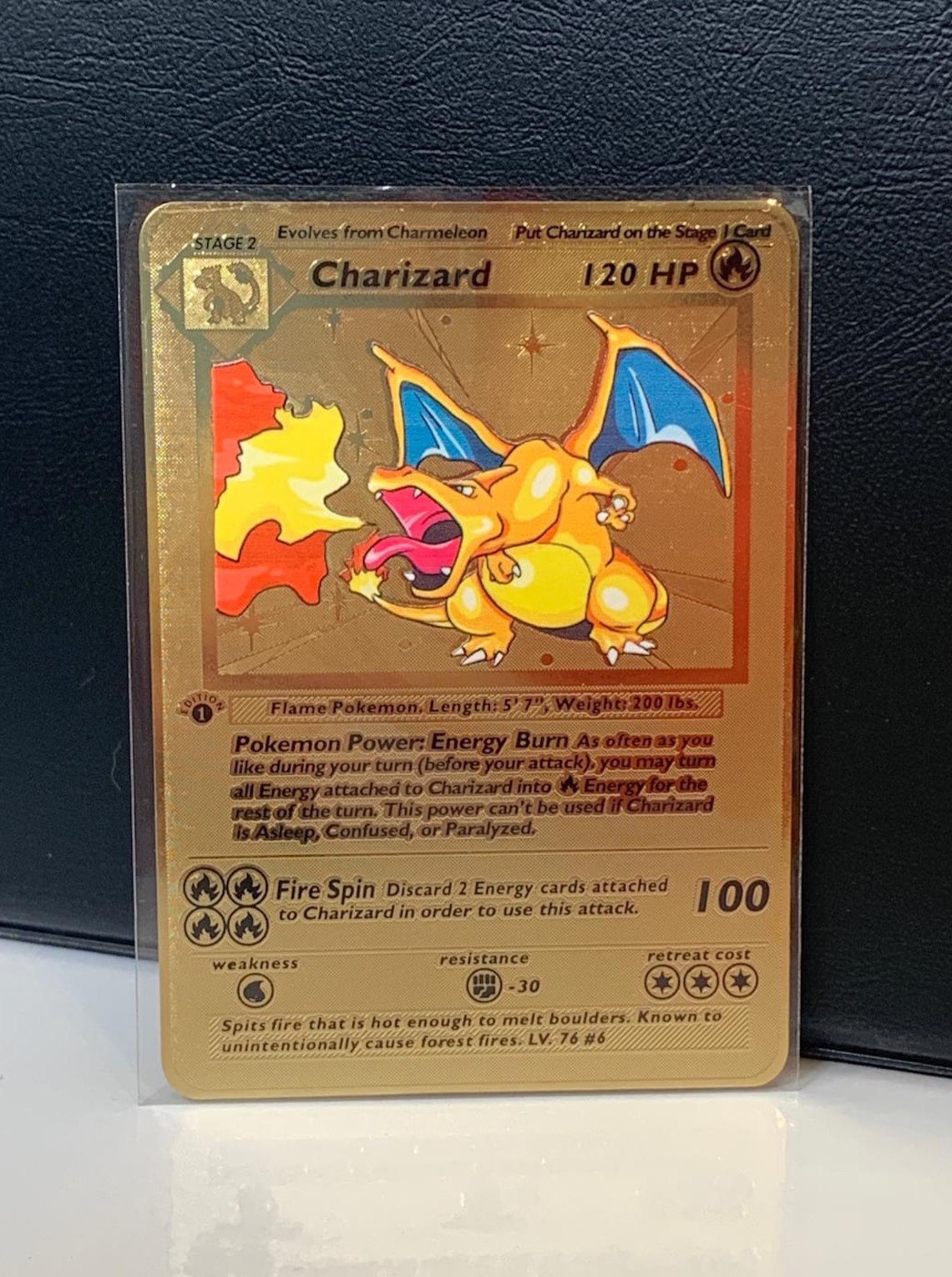 Charizard 1St Edition Metal Pokemon Card Custom Etsy Charizard 1St Edition Metal Pokemon Card Custom Etsy