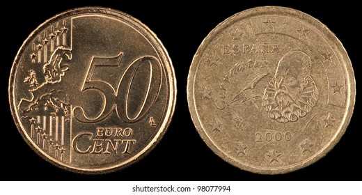 Fifty Euro Cent Spain On Black Stock Photo 98077994 Shutterstock Fifty Euro Cent Spain On Black Stock Photo 98077994 Shutterstock