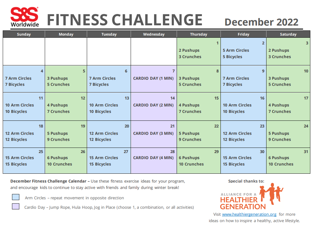 Fitness Calendar Printable