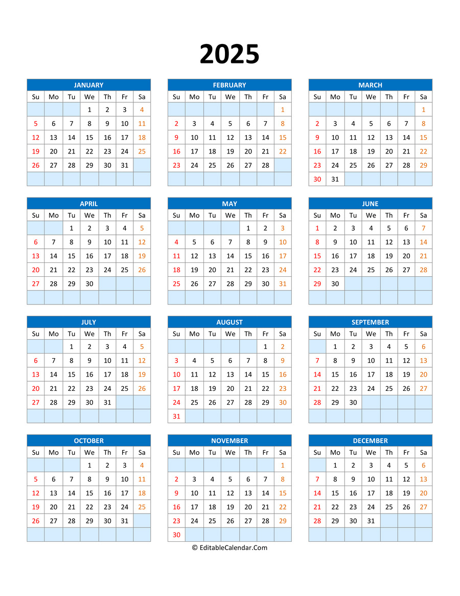 Free Excel Calendar Template 2025 Editable Monthly Ida S Skov Free Excel Calendar Template 2025 Editable Monthly Ida S Skov