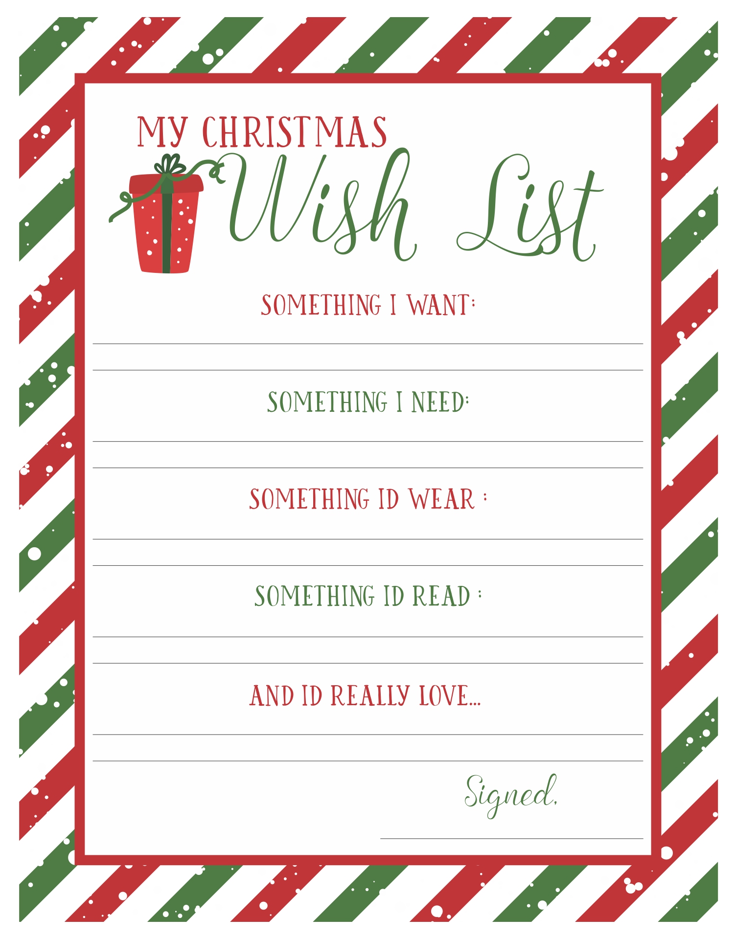 Free Printable Christmas Gift List Template Free Printable Christmas Gift List Template