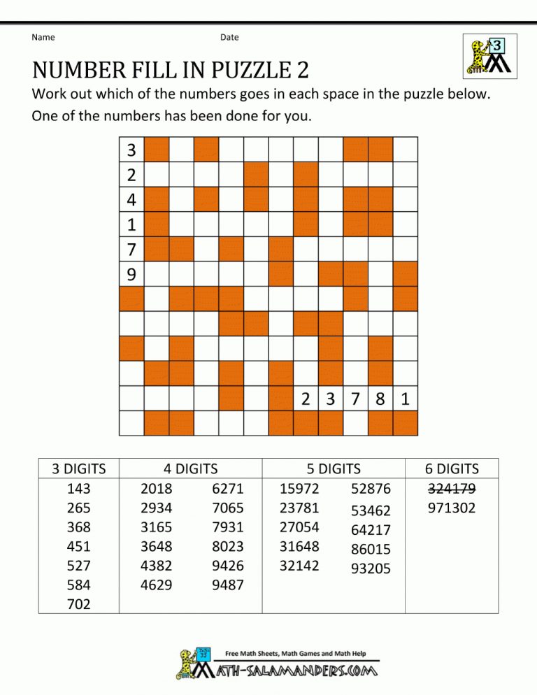 Free Printable Fill In Puzzles
