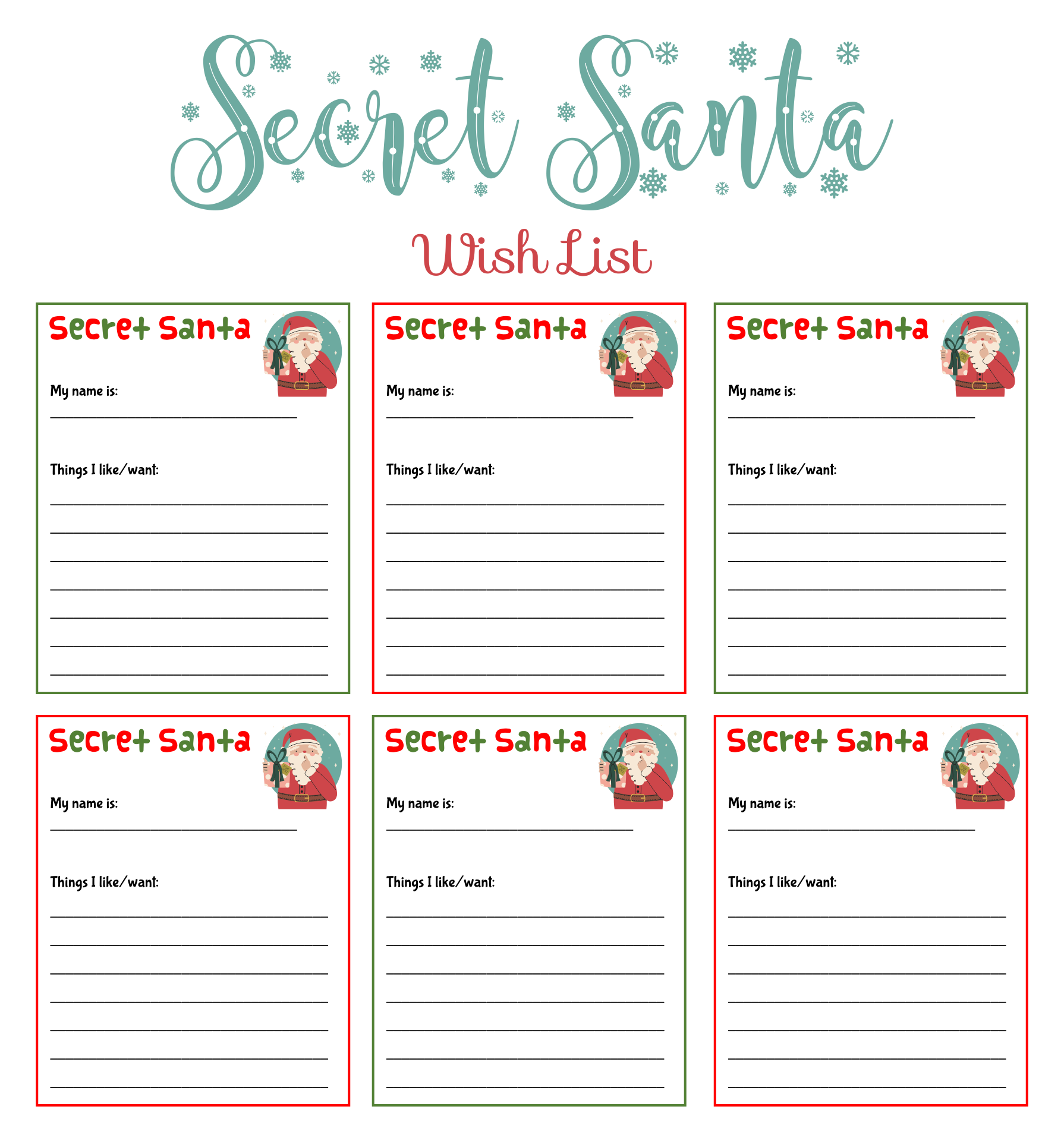 Free Printable Secret Santa Wish List Free Printable Secret Santa Wish List