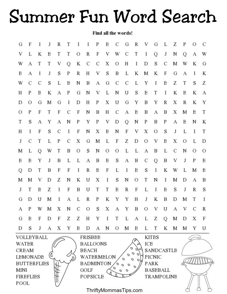 Free Printable Word Search Summer Free Printable Word Search Summer