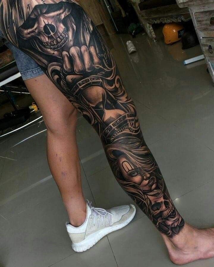 Gangster Chicano Leg Tattoos Gangster Chicano Leg Tattoos