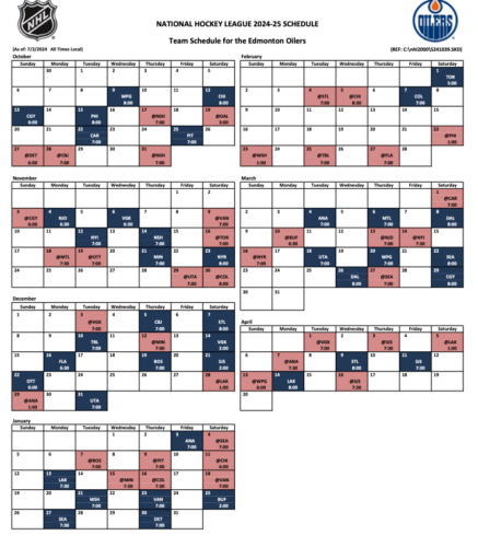 Get Edmonton Oilers Schedule Now