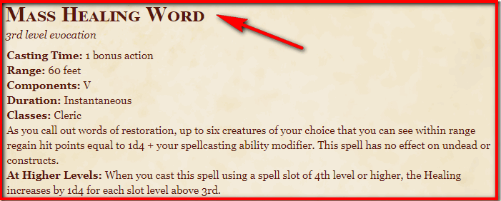 Healing Word 5E Healing Word 5E