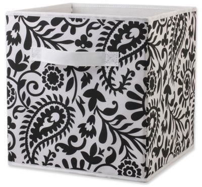 Home Basics Paisley Patterned Storage Bin In Black White Fabric Home Basics Paisley Patterned Storage Bin In Black White Fabric