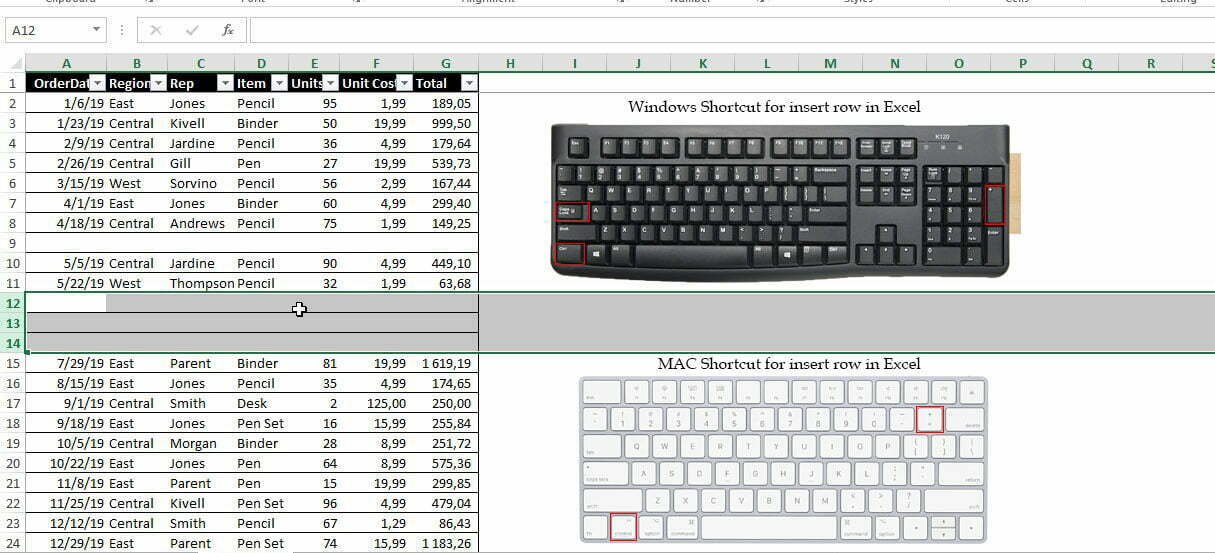How To Insert A Row In Excel With Shortcuts Macrosinexcel Com How To Insert A Row In Excel With Shortcuts Macrosinexcel Com