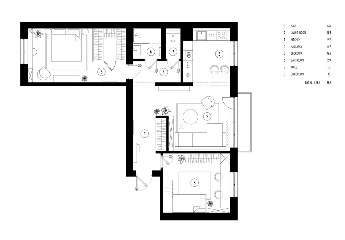 L Shape House