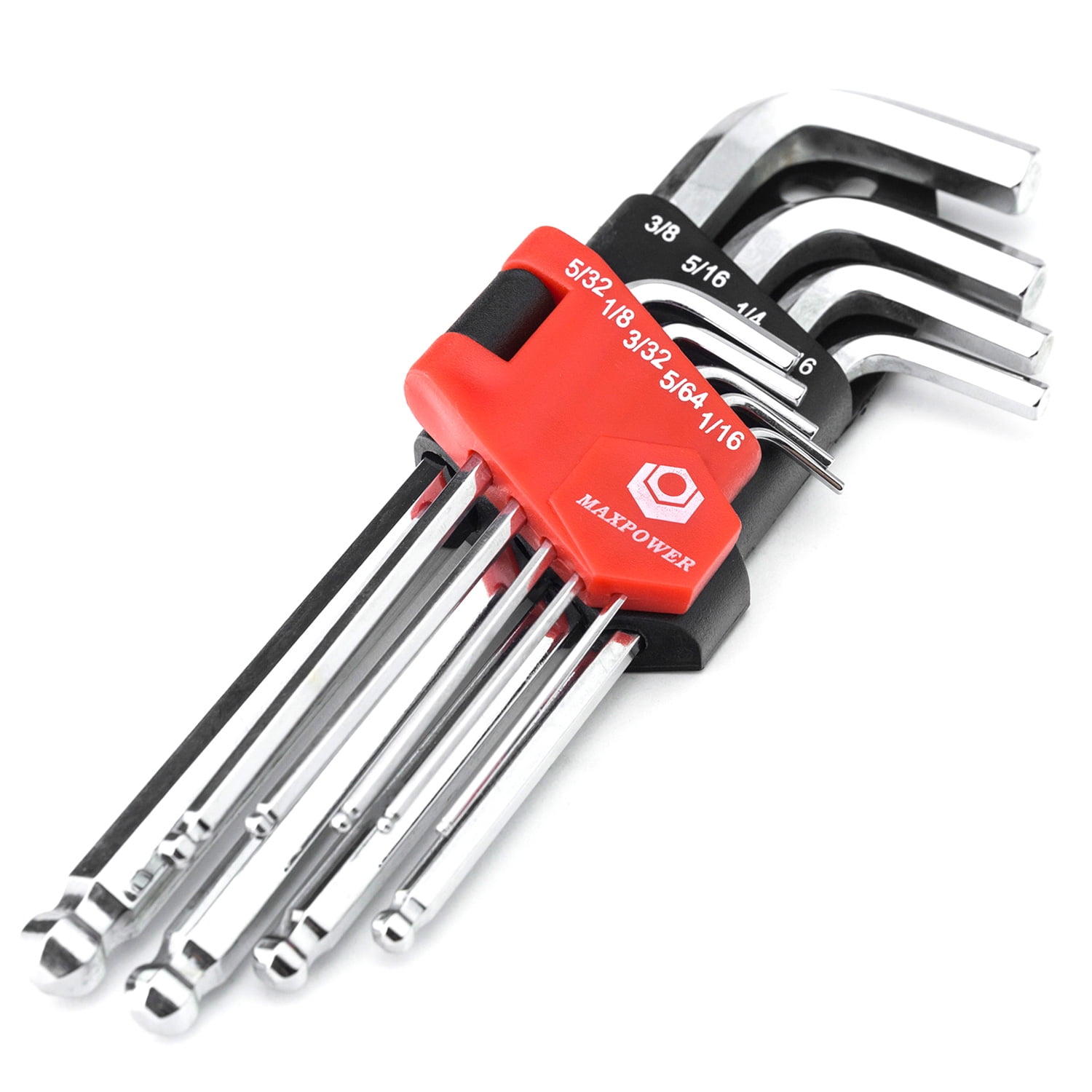 Maxpower 9 Piece Ball Hex Key Set Pro Grade Large Allen Wrenches In Maxpower 9 Piece Ball Hex Key Set Pro Grade Large Allen Wrenches In