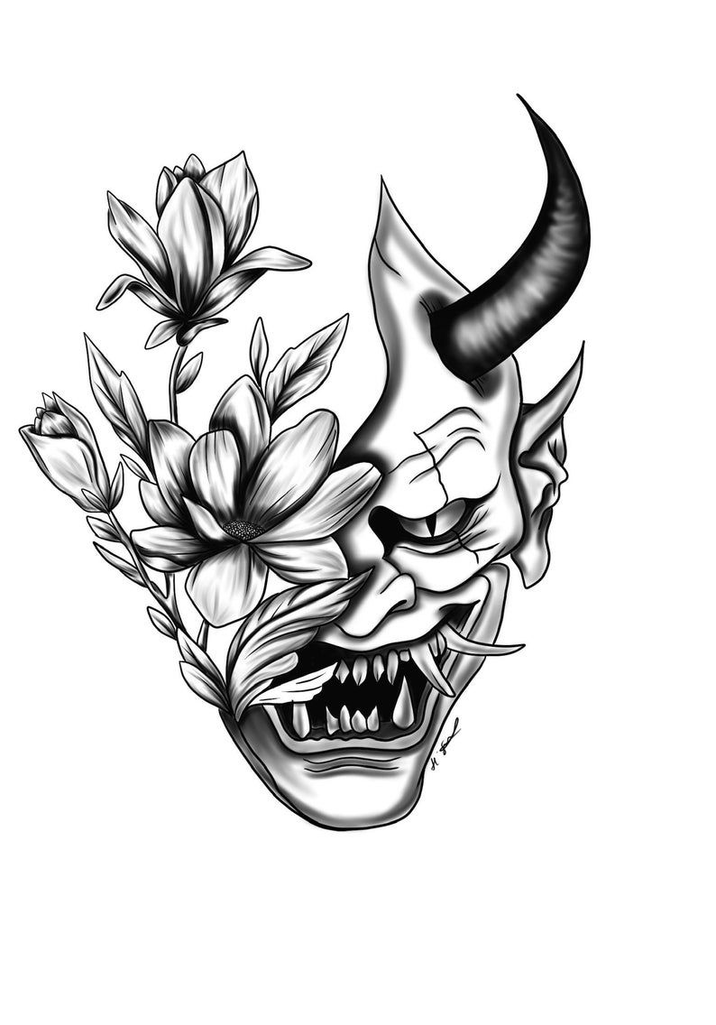 Oni Mask Oni Tattoo Hanya Tattoo Samurai Tattoo Tatoo Art Face Oni Mask Oni Tattoo Hanya Tattoo Samurai Tattoo Tatoo Art Face