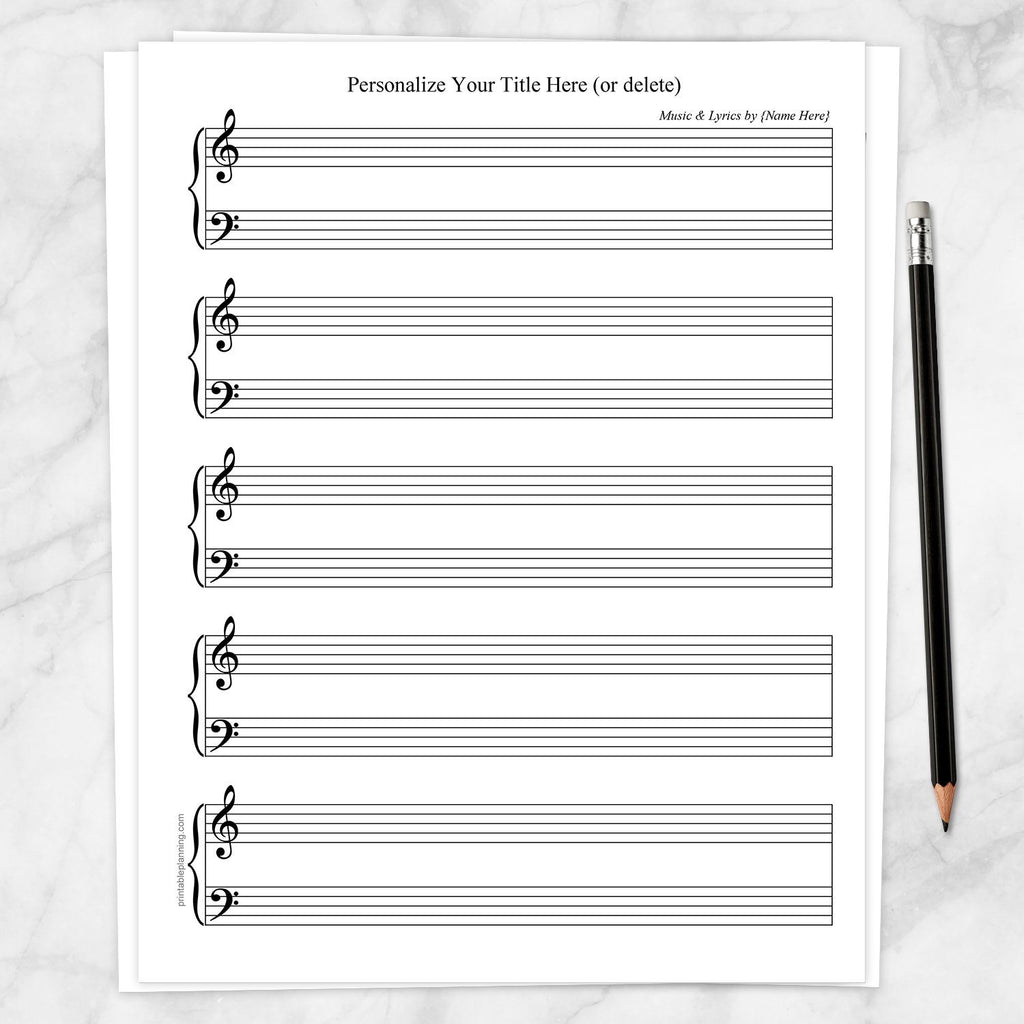 Printable Blank Piano Sheet Music Printable Blank Piano Sheet Music