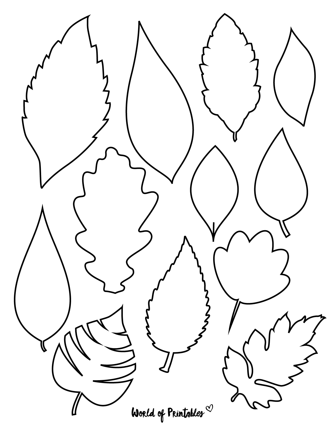 Printable Leaf Outlines