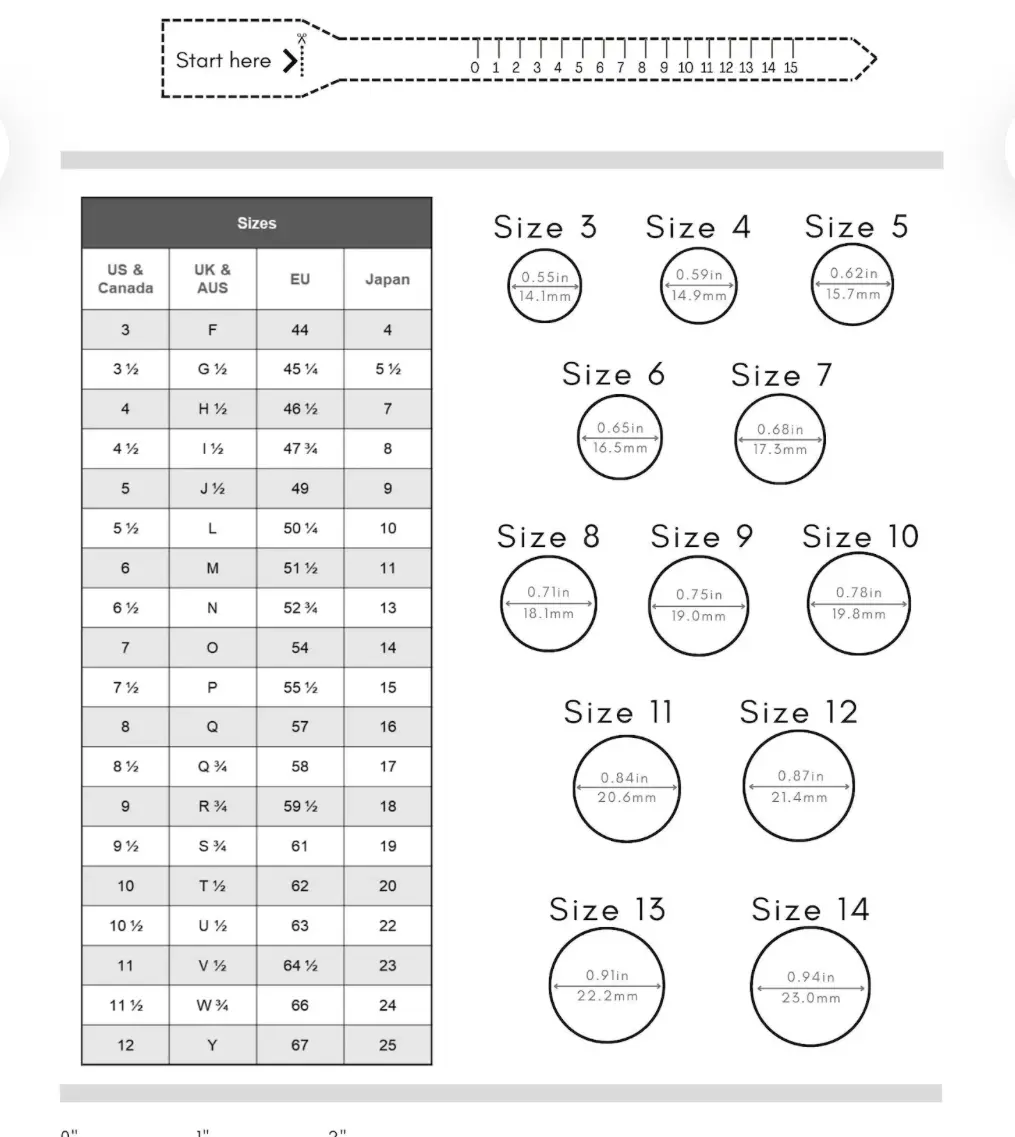Printable Ring Sizer Ring Size Finder Printable Measuring Tool Printable Ring Sizer Ring Size Finder Printable Measuring Tool