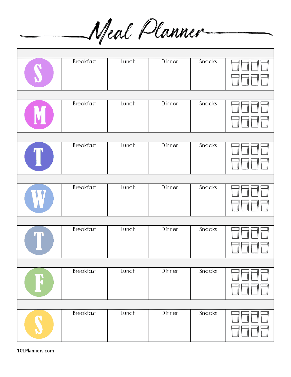 Printable Weekly Meal Planner Template With Snacks Calirilly Printable Weekly Meal Planner Template With Snacks Calirilly