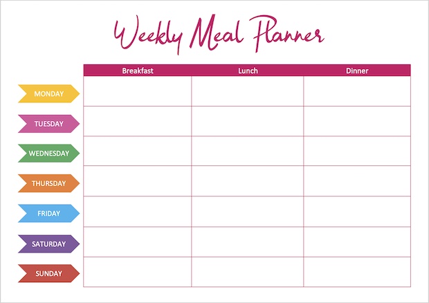 Printable Weekly Meal Planner Printable Weekly Meal Planner