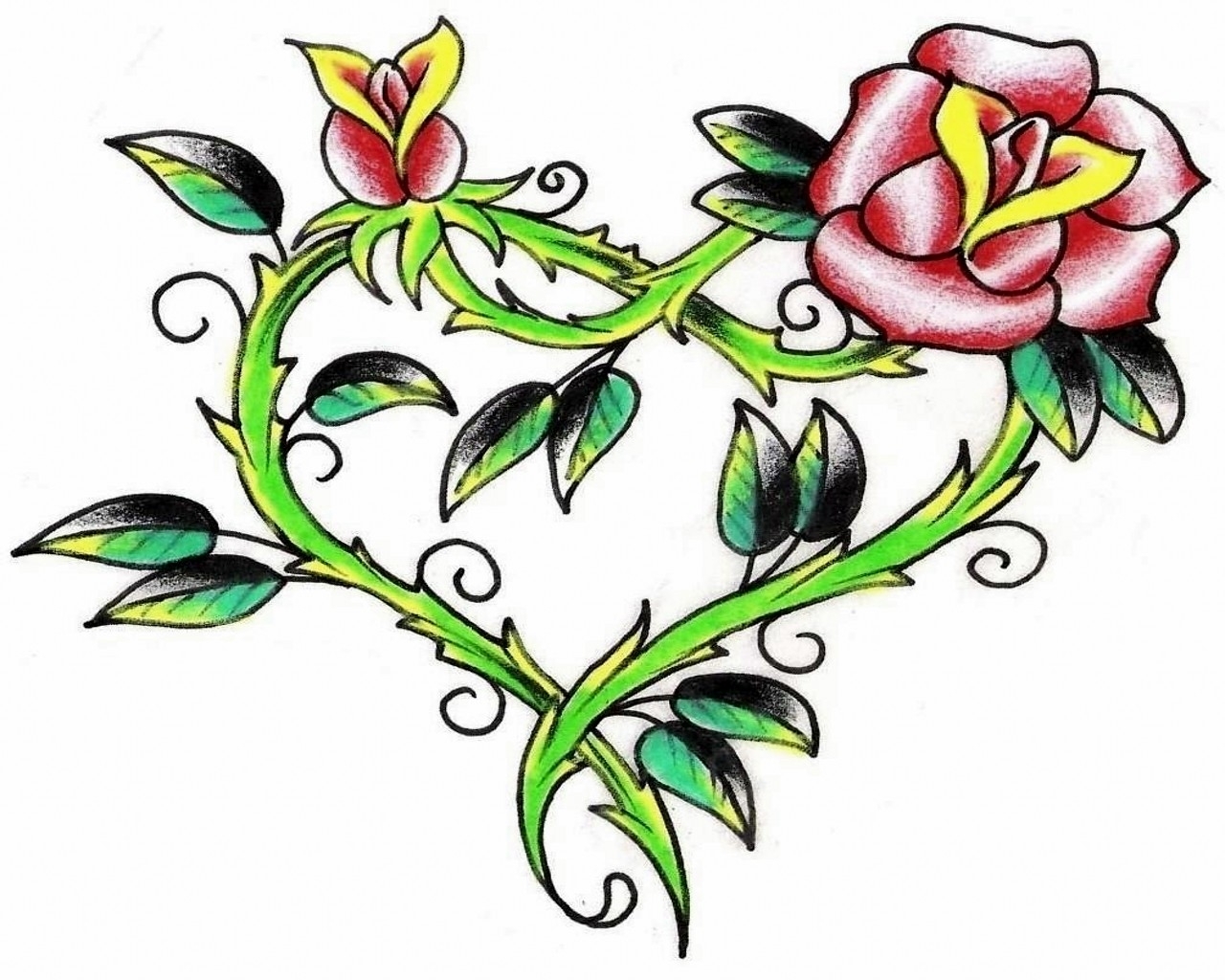Tribal Heart And Flower Tattoo Designs Tribal Heart And Flower Tattoo Designs
