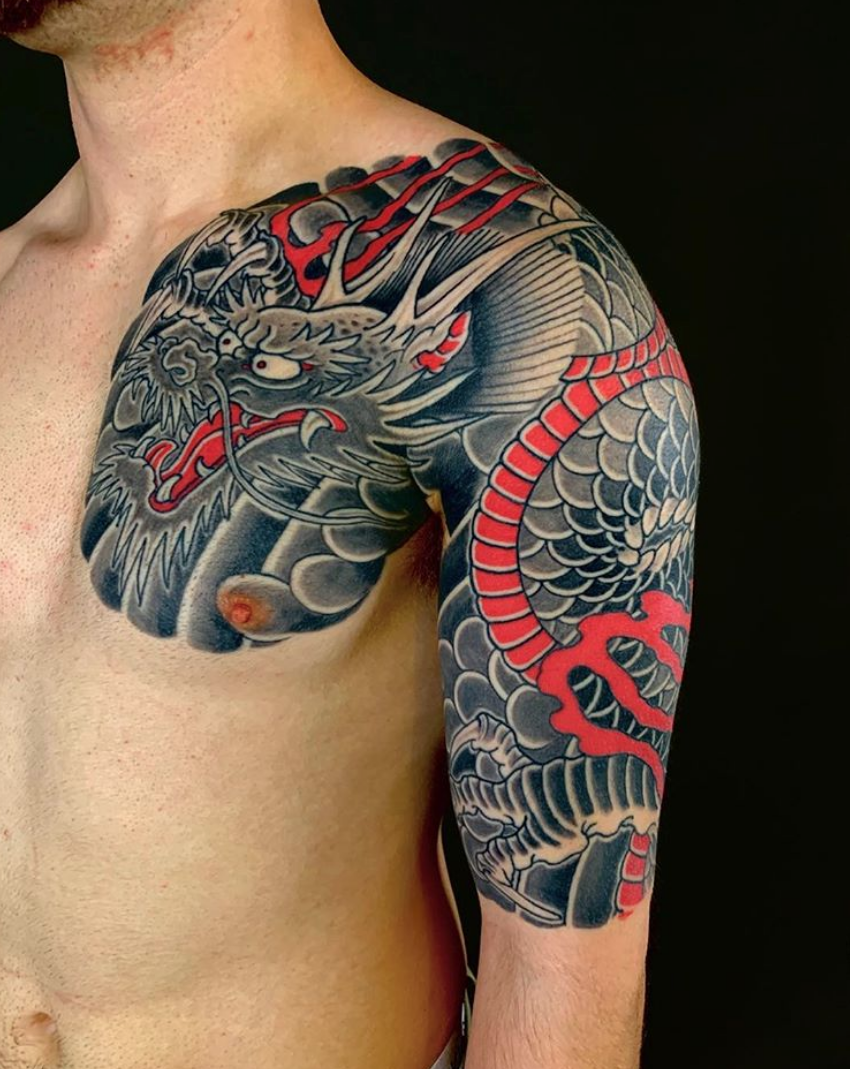 Unleash Inner Power With A Bold Japanese Dragon Half Sleeve Tattoo Unleash Inner Power With A Bold Japanese Dragon Half Sleeve Tattoo
