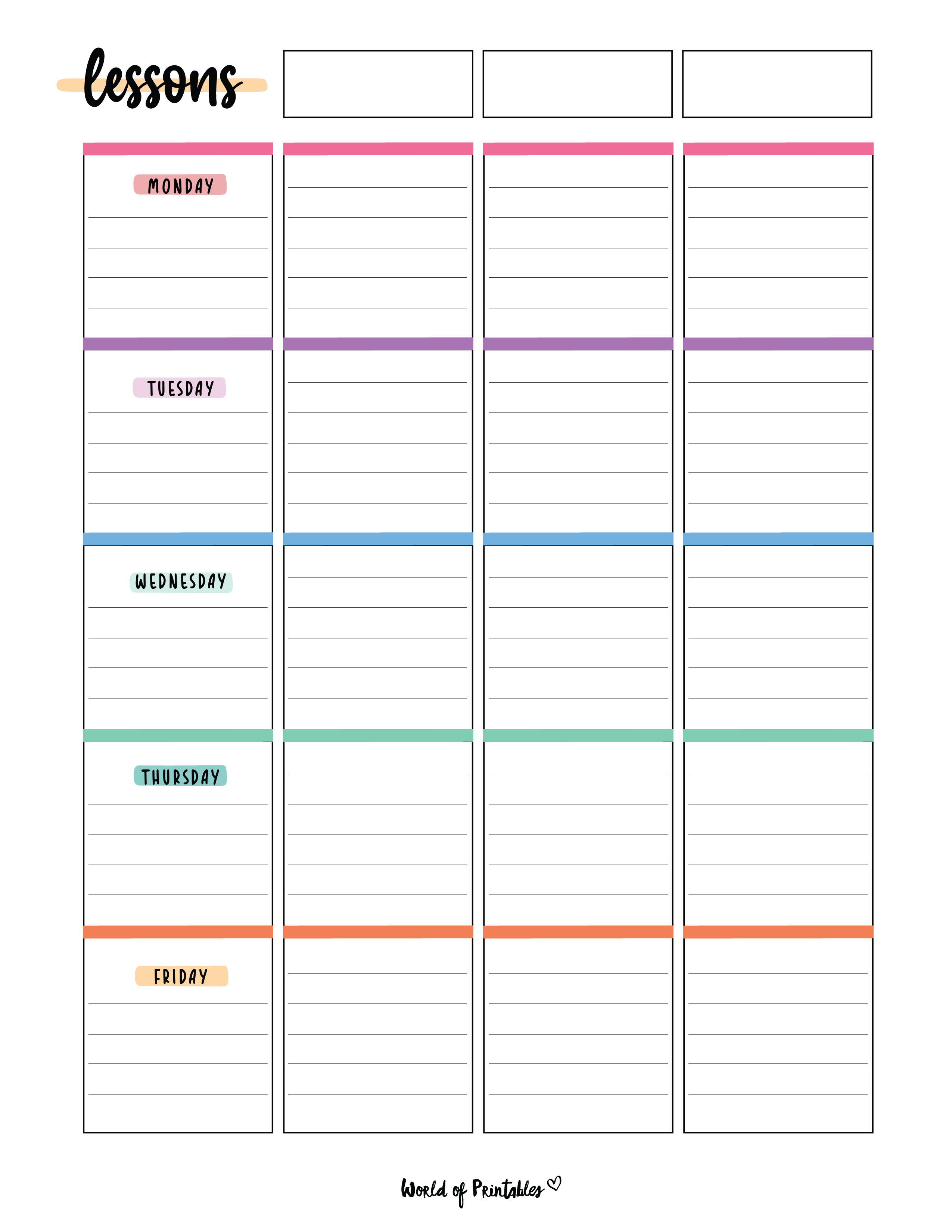 Weekly Planner Templates World Of Printables Weekly Planner Templates World Of Printables